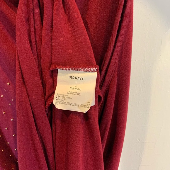 Old Navy Scoop Neck Burgundy Tank with Gold Metallic Gem Accents - Size L - Picture 5 of 5